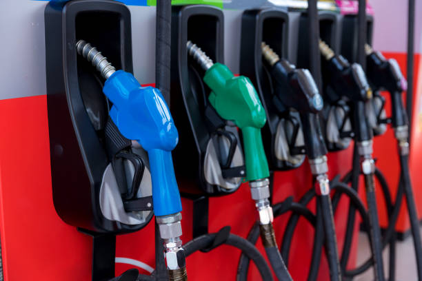 Row of fuel pumps